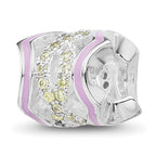 Sterling Silver Reflections Rh-plated Purple Enamel & Yellow CZ Bead