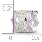 Sterling Silver Reflections Rh-plated Purple Enamel & Yellow CZ Bead