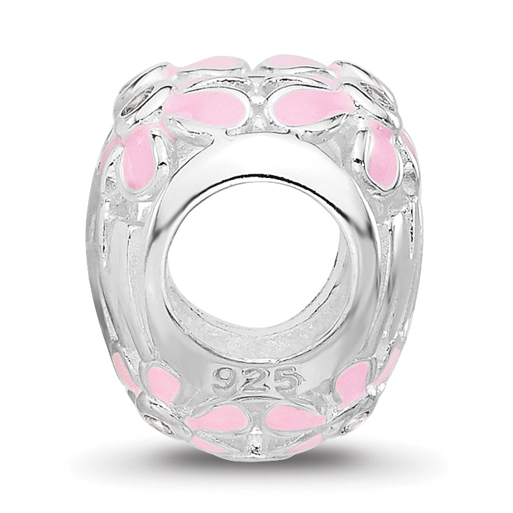 SS Reflections RH-plated Pink Enamel CZ Floral Mom Heart Bead Secondary image
