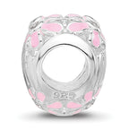 SS Reflections RH-plated Pink Enamel CZ Floral Mom Heart Bead