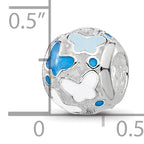 Sterling Silver Relfections Rh-plated Blue Enameled Butterflies Bead