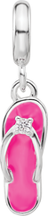 Sterling Silver Reflections Rh-plated Enameled CZ Flip Flop Dangle Bead