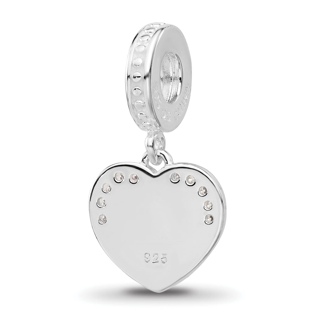 Sterling Silver Reflections Rh-plated Enameled & CZ 16 Dangle Bead