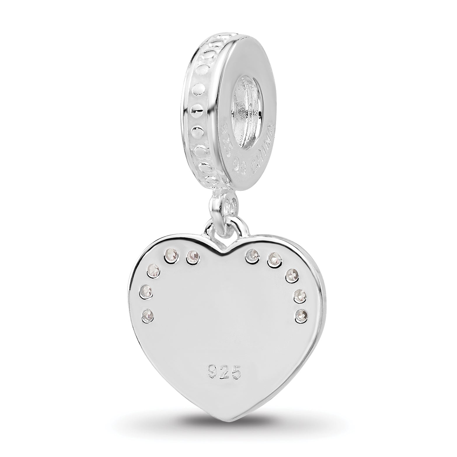 Sterling Silver Reflections Rh-plated Enameled & CZ 16 Dangle Bead