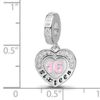 Sterling Silver Reflections Rh-plated Enameled & CZ 16 Dangle Bead