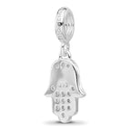 Sterling Silver Reflections Rh-plated Enamel & CZ Hamsa Dangle Bead