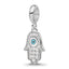 Sterling Silver Reflections Rh-plated Enamel & CZ Hamsa Dangle Bead