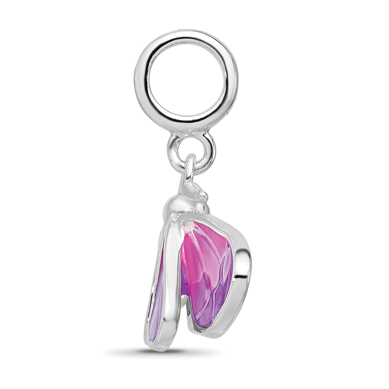 Sterling Silver Reflections Rh-plated Enameled Butterfly Dangle Bead Secondary image