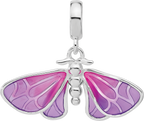 Sterling Silver Reflections Rh-plated Enameled Butterfly Dangle Bead