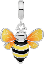 Sterling Silver Reflections Rh-plated Enamel BumbleBee Dangle Bead