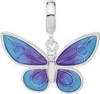Sterling Silver Reflections Rh-plated Enamel Butterfly Dangle Bead