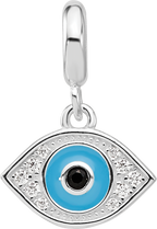 Sterling Silver Reflections Rh-plated Enamel & CZ Eye Dangle Bead