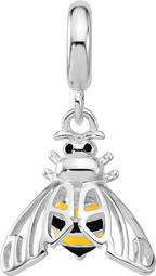 Sterling Silver Reflections Rh-plated Enameled Bee Dangle Bead