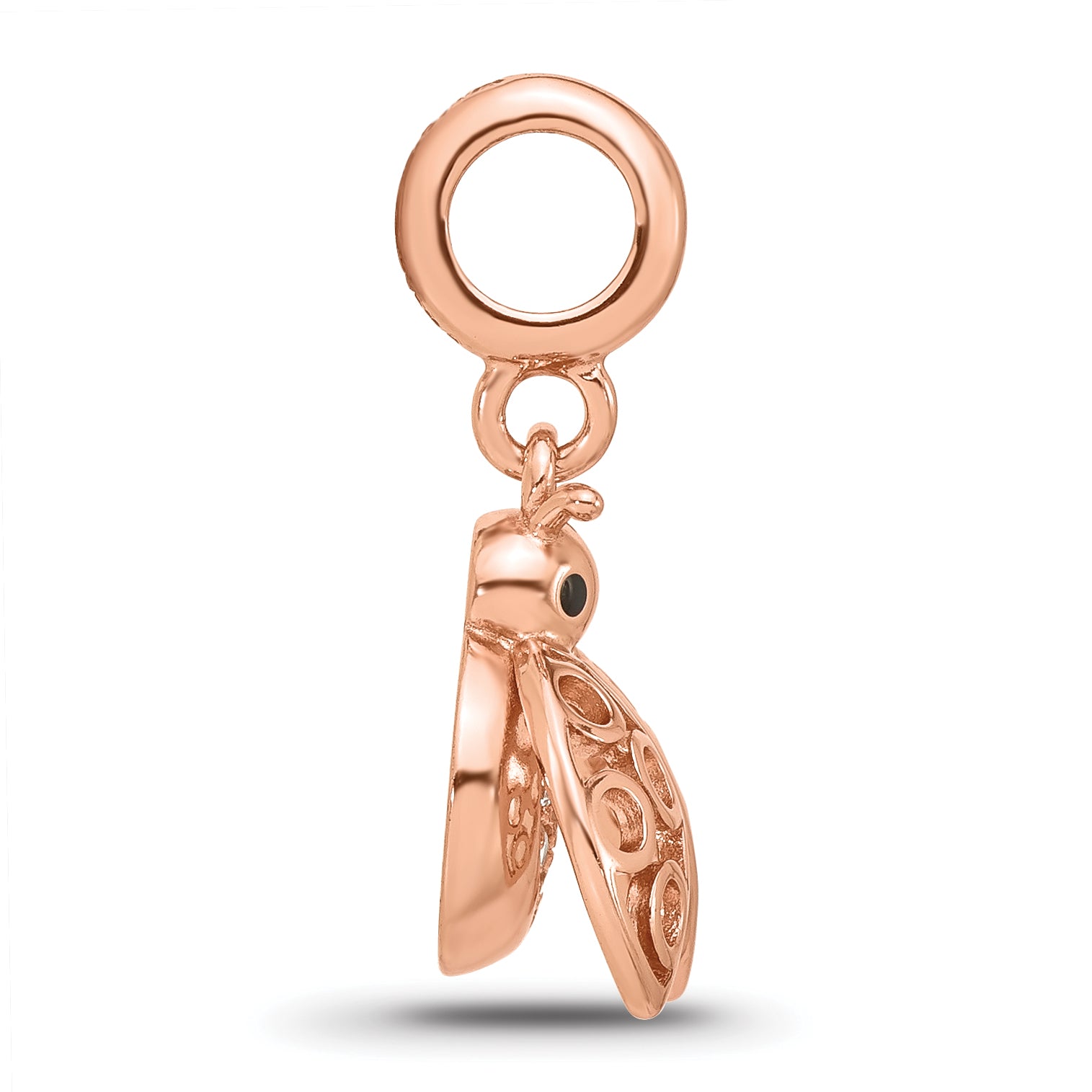 Sterling Silver Reflections Rose Gold-plated CZ Lady Bug Dangle Bead Secondary image