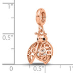 Sterling Silver Reflections Rose Gold-plated CZ Lady Bug Dangle Bead