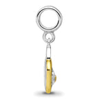Sterling Silver Reflections Rh-plated Gold-plated CZ Heart Dangle Bead