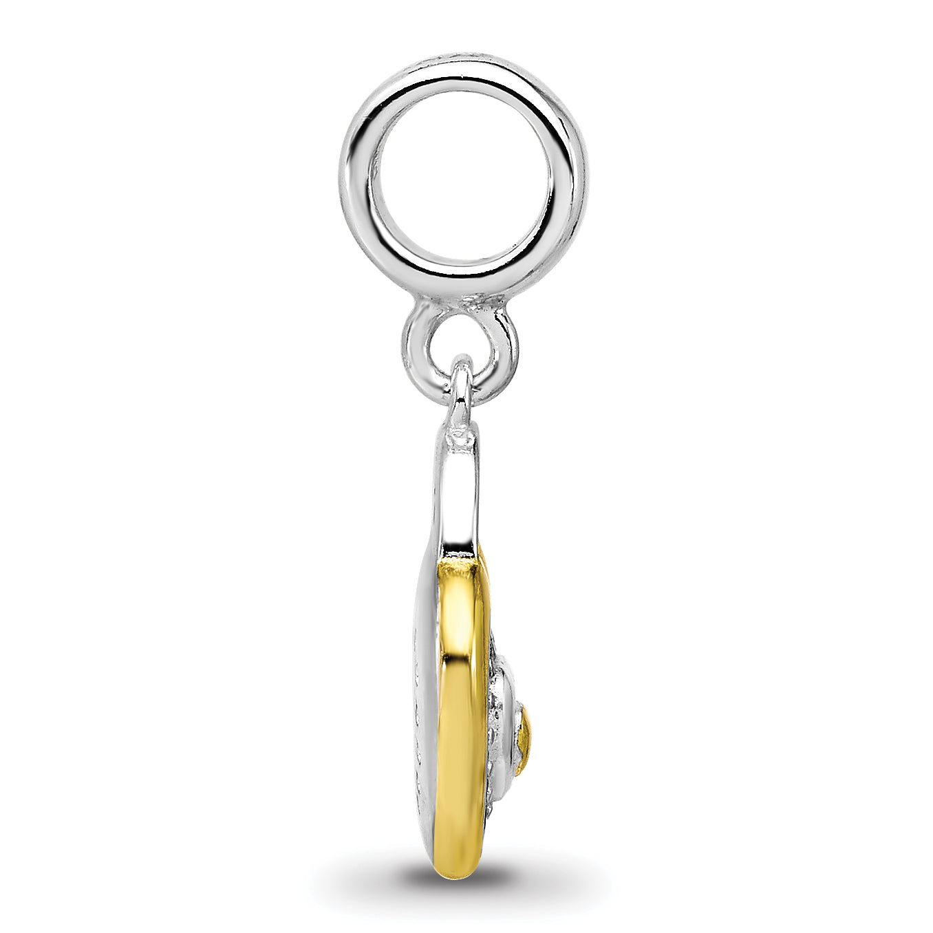 Sterling Silver Reflections Rh-plated Gold-plated CZ Heart Dangle Bead