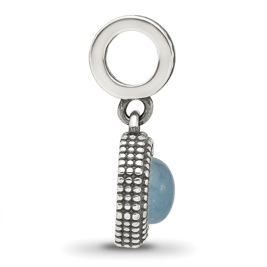 Sterling Silver Reflections Antiqued Blue Chalcedony Dangle Bead