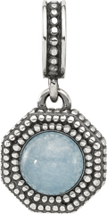 Sterling Silver Reflections Antiqued Blue Chalcedony Dangle Bead