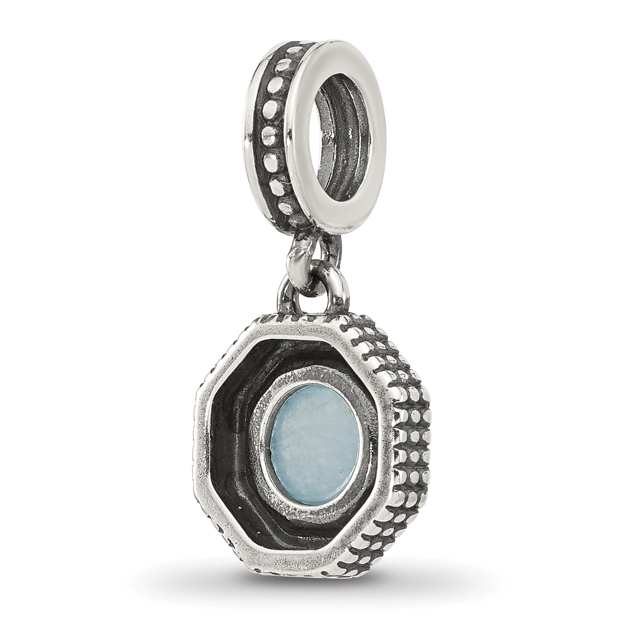 Sterling Silver Reflections Antiqued Blue Chalcedony Dangle Bead