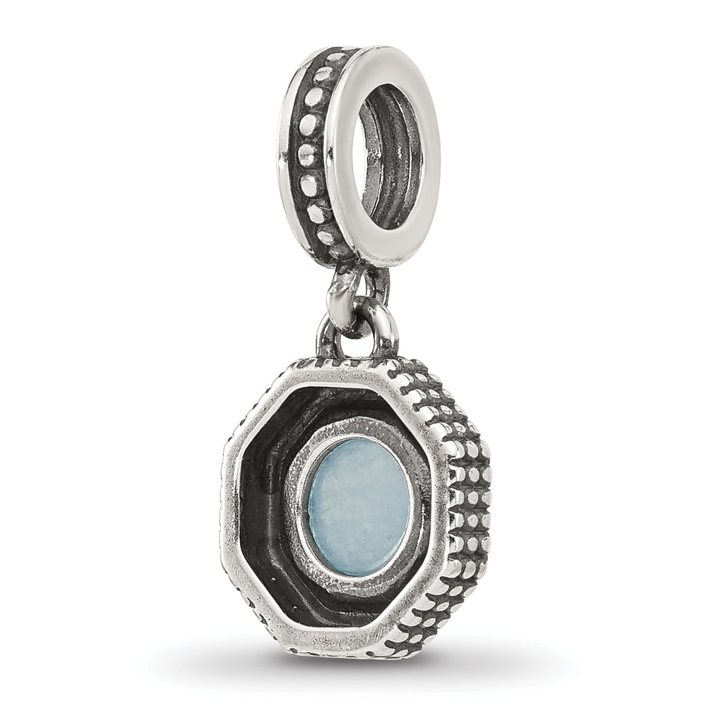 Sterling Silver Reflections Antiqued Blue Chalcedony Dangle Bead