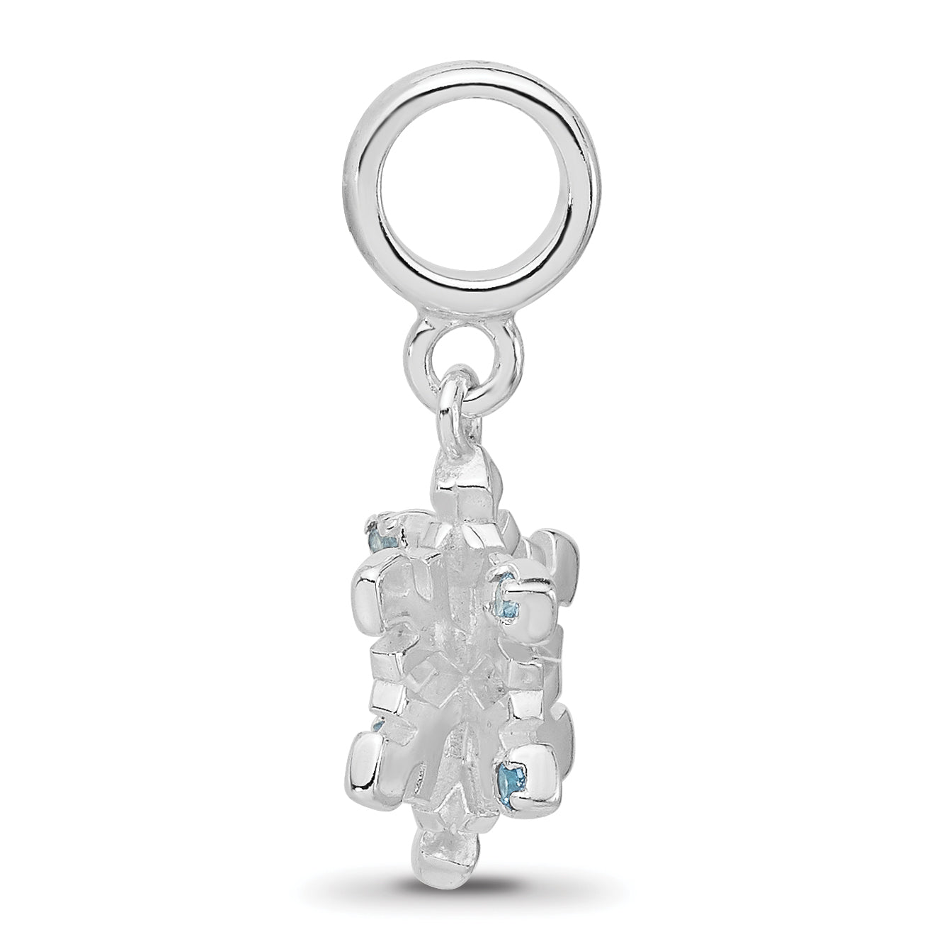 Sterling Silver Reflections Rh-plated Blue Spinel Snowflake Dangle Bead Secondary image