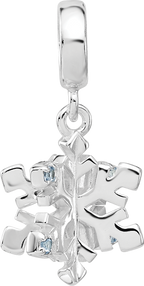 Sterling Silver Reflections Rh-plated Blue Spinel Snowflake Dangle Bead