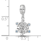 Sterling Silver Reflections Rh-plated Blue Spinel Snowflake Dangle Bead