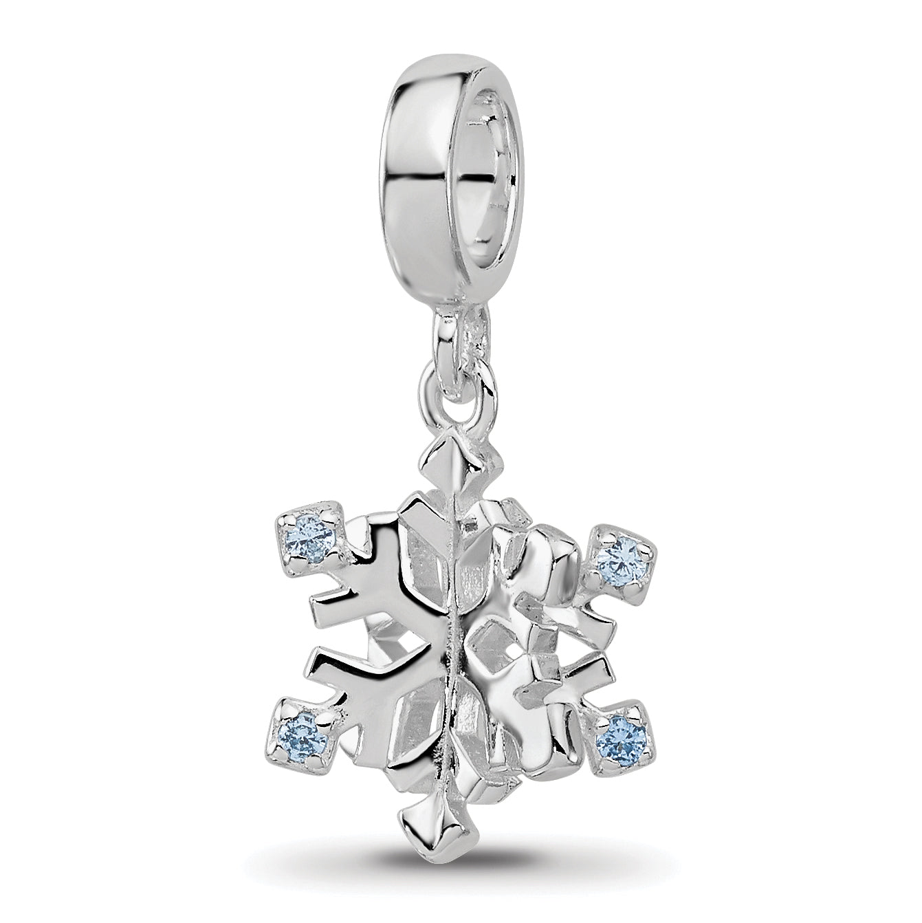 Sterling Silver Reflections Rh-plated Blue Spinel Snowflake Dangle Bead Main image