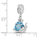 SS Reflections Rhodium-plated Crystal Blue Enamel Snail Dngle Bead