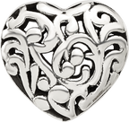 Sterling Silver Reflections Floral Heart Bead