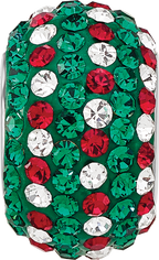 Sterling Silver Reflections RH-plated Red/Green/White Preciosa Crystal Bead