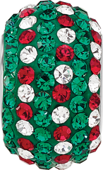 Sterling Silver Reflections RH-plated Red/Green/White Preciosa Crystal Bead