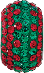 Sterling Silver Reflections RH-plated Red/Green Preciosa Crystal Bead