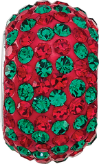 Sterling Silver Reflections RH-plated Red/Green Preciosa Crystal Bead