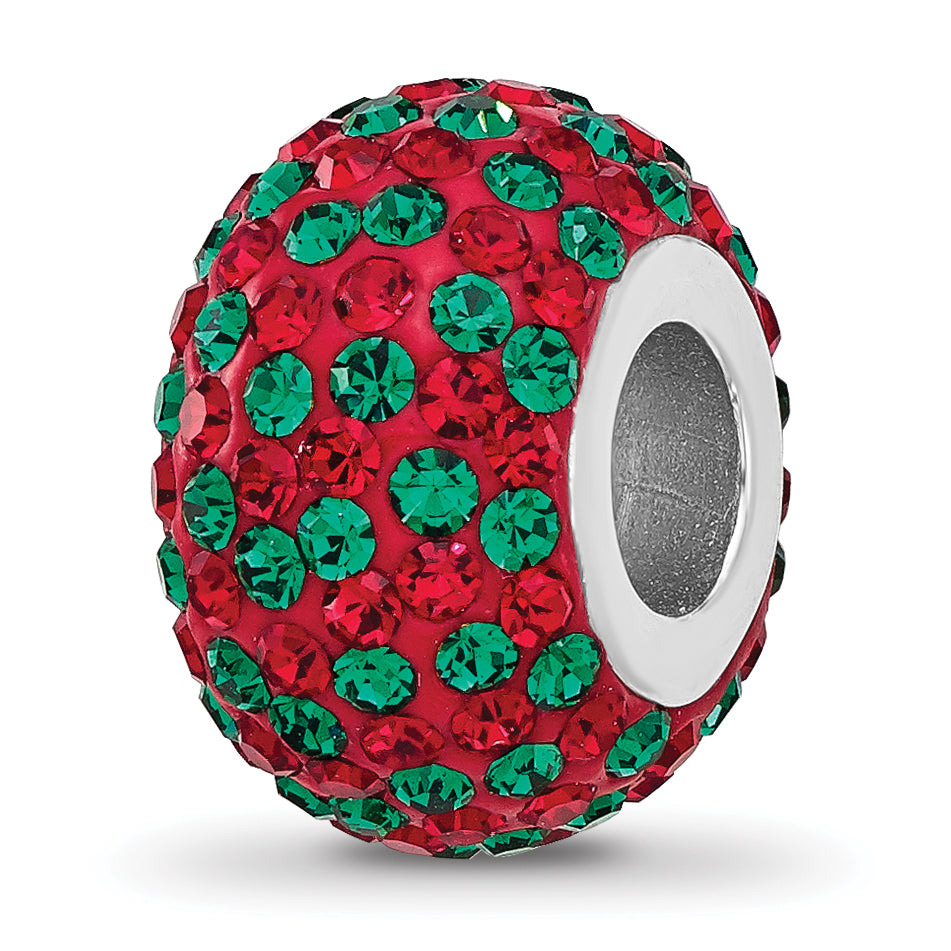Sterling Silver Reflections RH-plated Red/Green Preciosa Crystal Bead Main image