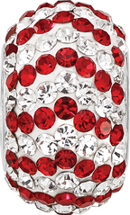 Sterling Silver Reflections RH-plated Red/White Preciosa Crystal Bead
