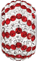 Sterling Silver Reflections RH-plated Red/White Preciosa Crystal Bead
