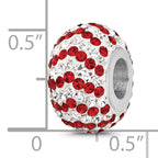 Sterling Silver Reflections RH-plated Red/White Preciosa Crystal Bead