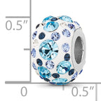 Sterling Silver Reflections RH-plated Blue/White Preciosa Crystal Bead