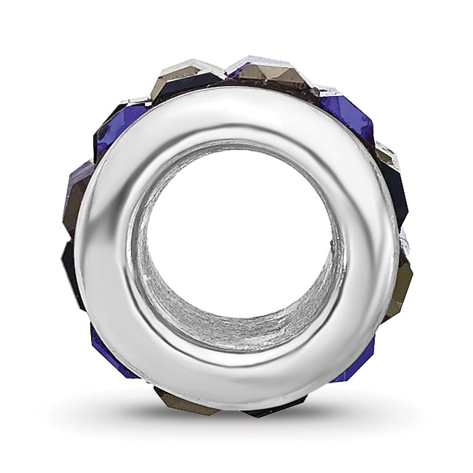 Sterling Silver Reflections RH-plated Blue/Grey Preciosa Crystal Bead