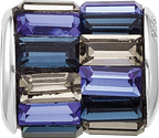 Sterling Silver Reflections RH-plated Blue/Grey Preciosa Crystal Bead
