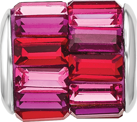 Sterling Silver Reflections RH-plated Pink/Red Preciosa Crystal Bead