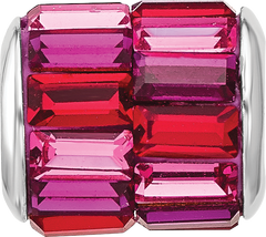 Sterling Silver Reflections RH-plated Pink/Red Preciosa Crystal Bead
