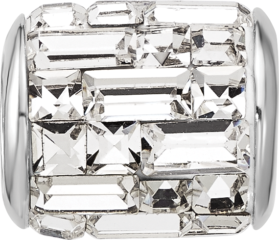Sterling Silver Reflections Rhodium-plated Clear Preciosa Crystal Bead