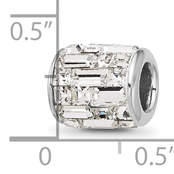 Sterling Silver Reflections Rhodium-plated Clear Preciosa Crystal Bead