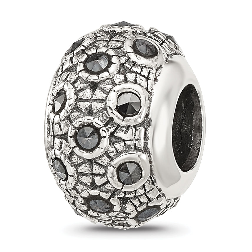 Sterling Silver Reflections Antiqued Marcasite Bead Main image