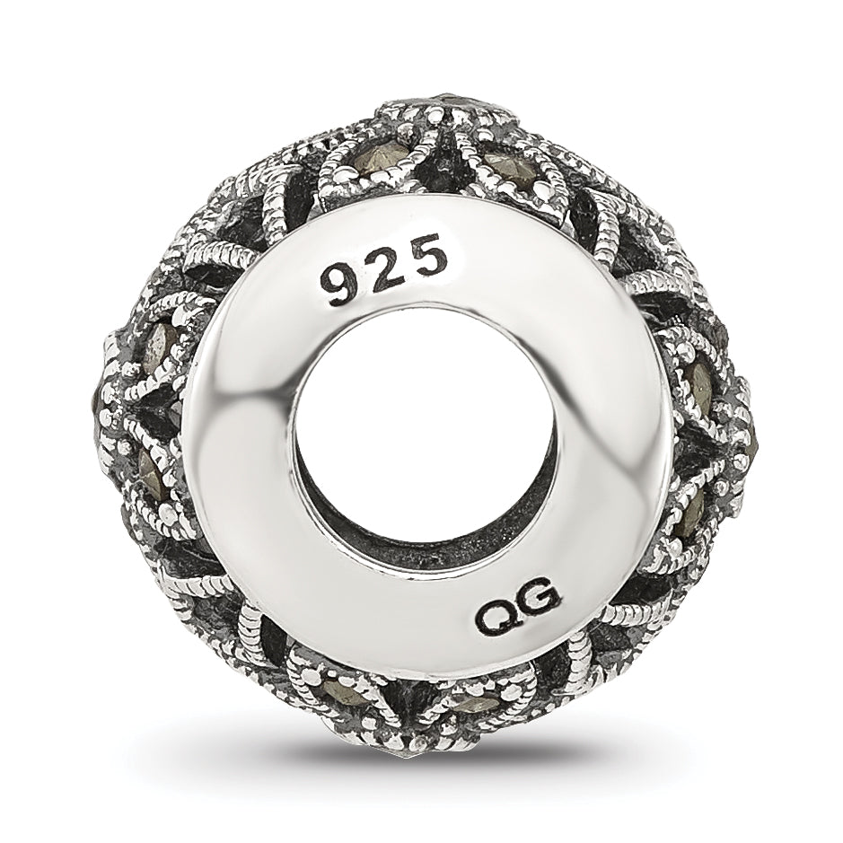Sterling Silver Reflections Antiqued Floral Marcasite Bead Secondary image