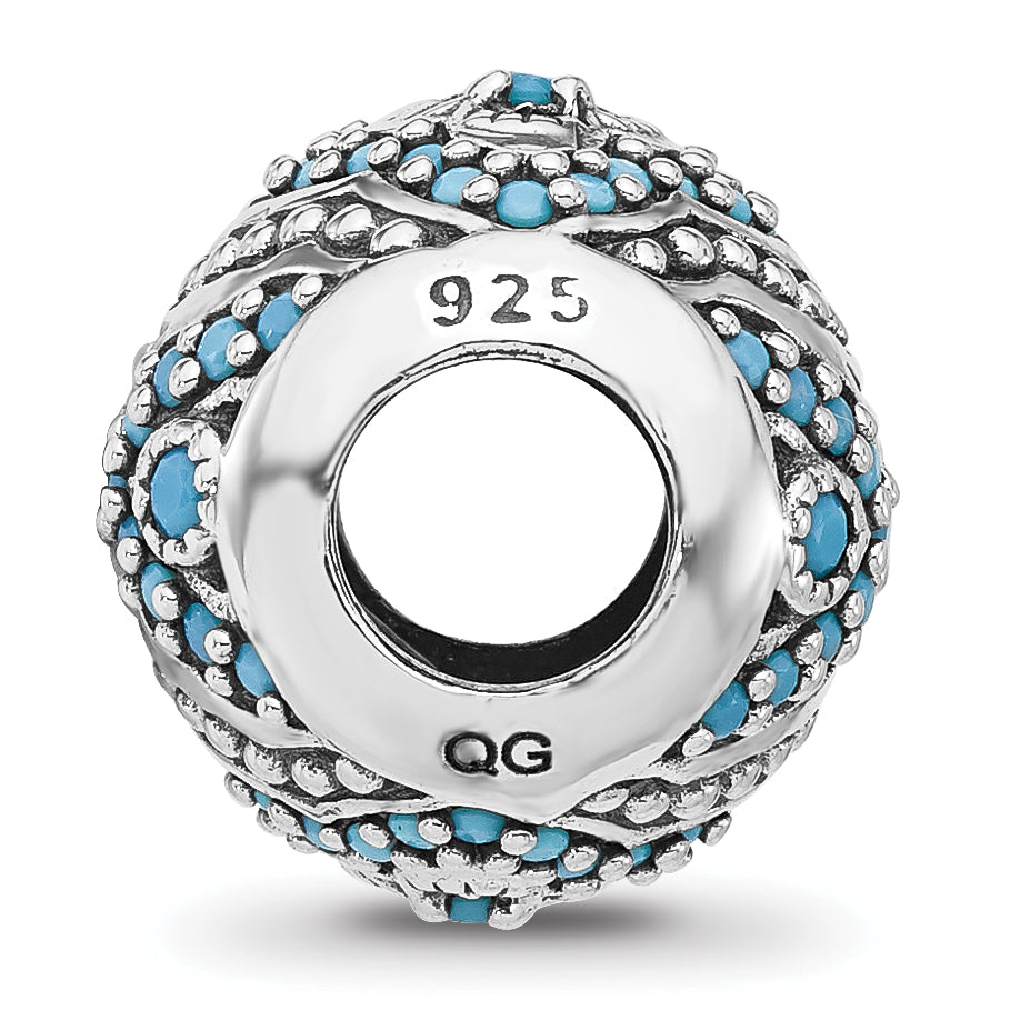 Sterling Silver Reflections Rhodium-plated Blue Nano Crystal Bead Secondary image