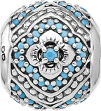 Sterling Silver Reflections Rhodium-plated Blue Nano Crystal Bead